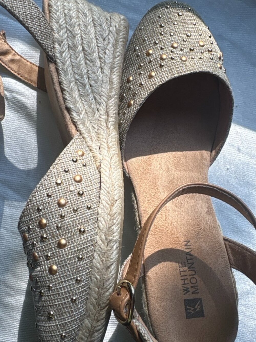 Studded Espadrille Wedge "Sailboat" Sandals Boho Coastal Grandmother Size 8 1/2